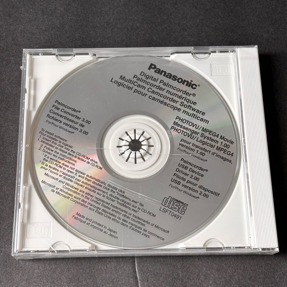 Panasonic Digital Palmcorder MultiCam‎ Camcorder Software LSFT0491 CD Sealed